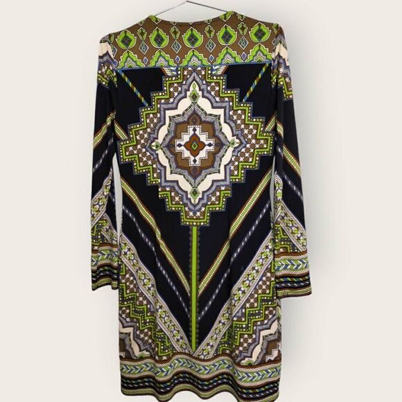 Hale Bob Womens Dress Sz Small Black Green Jersey Shift Whimsicore‎ Cottagecore - Picture 8 of 10